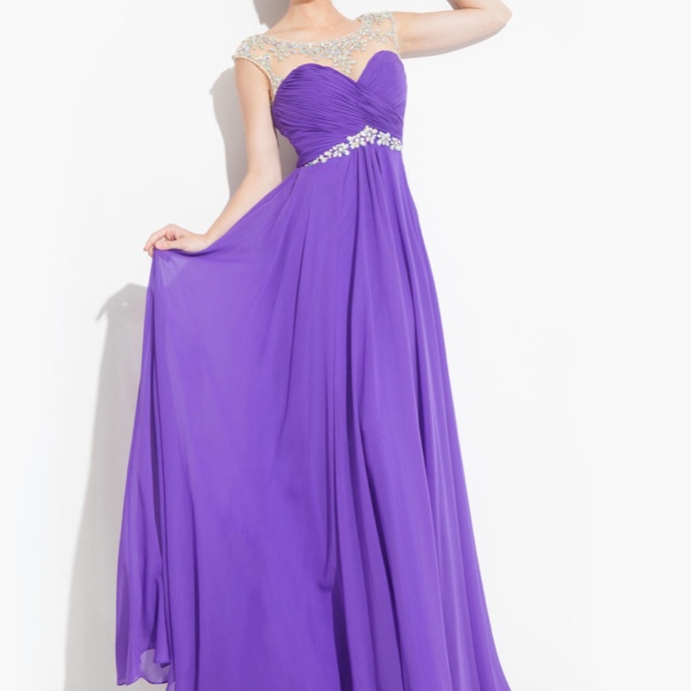 Rachel Allan Purple Beaded Chiffon Dress